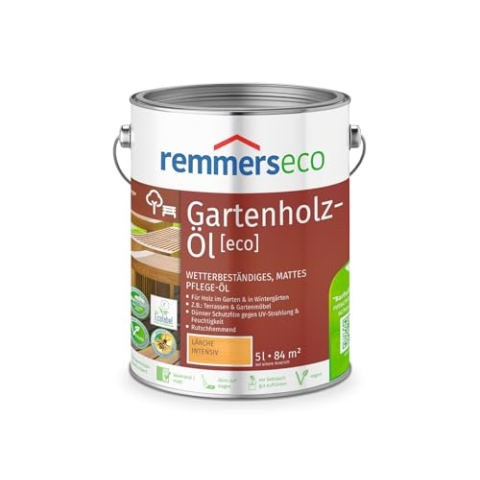 Remmers Gartenholz-Öl [eco], lärche intensiv, 5 Liter, Wetterbeständiges, mattes Öl, aussen und innen, optimal für Terassen & Gartenmöbel, rutschhemmend