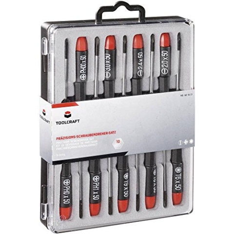 TOOLCRAFT 821021 Elektronik-u. Feinmechanik Schraubendreher-Set 9teilig Schlitz, Kreuzschlitz Phillips, T