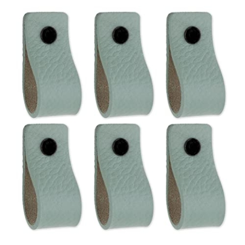 Brute Strength - Ledergriffe für Möbel - Blassgrün - 24 Stück - 12,5 x 2,5 cm - Schrankgriff, Türgriff für Küche, Bad, Schränke, Kommode, Holz