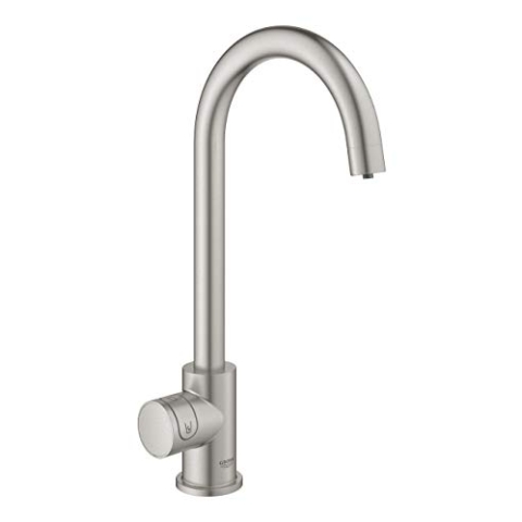 GROHE Blue Home Mono- Starter Kit (Mono Armatur mit Filterfunktion, 3 gefilterte und gekühlte Wasserarten, Filterkopf mit flexibler Wasserhärteeinstellung), supersteel, 31498DC1