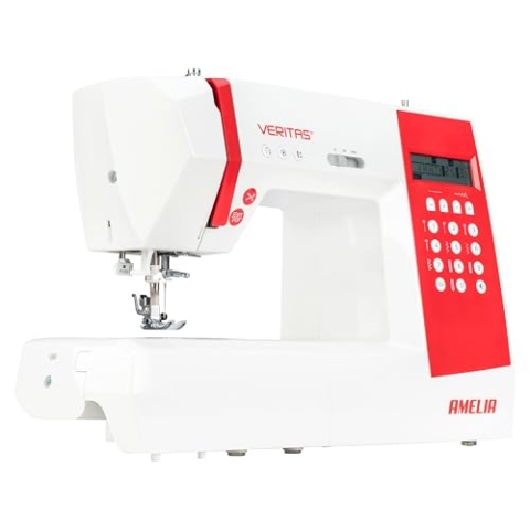 VERITAS Nähmaschine Amelia I Computer-Nähmaschine I 90 Programme inkl. Speicherfunktion I Stiche spiegeln I Auto-Fadenspannung & Einfädelhilfe I Fadenabschneider I LCD-Display & LED-Nählicht (weiß)