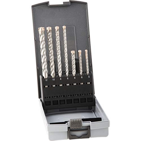 ALPEN Bohrer-Kassetten Set FORCE X KP (7-tlg., Ø 5,00-12,00 mm, 4 Vollhartmetall-Schneiden, SDS-+ Hochleistungsbohrer, Bohrsortiment) 0080501007100