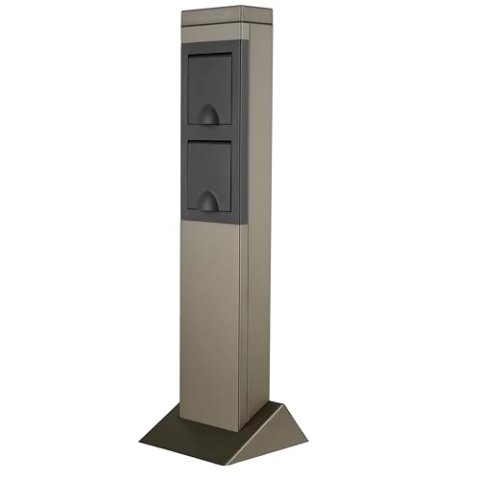 REV Gartensteckdose SteelCraft - Stilvolle Außensteckdose 2-Fach, Steckdose aussen IP44, H57 cm, Silber