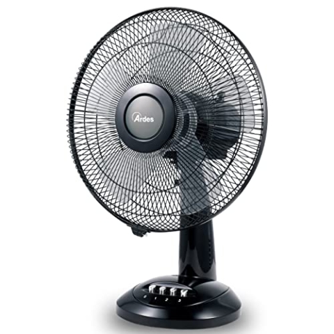 ARDES - Ardes-Tischventilator 30 cm Modell Penny, 5 Flügel, oszillierend, mit verstellbarem Neigungswinkel, Ardes-Ventilator, 3 Geschwindigkeitsstufen, leise, Modell Total Black AR5S31