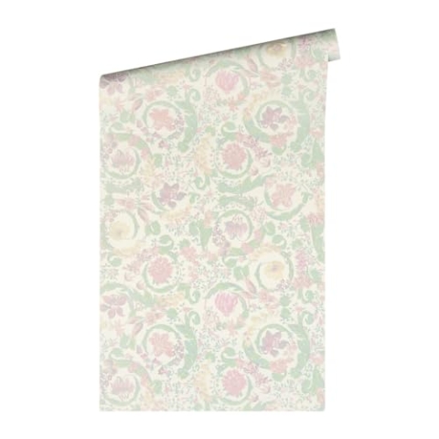VERSACE WALLPAPER Blumen Luxus Tapete Floral 387062 Mintfarben Rosa Weiß Grün Ranken Barock 10,05x0,70m Made in Germany