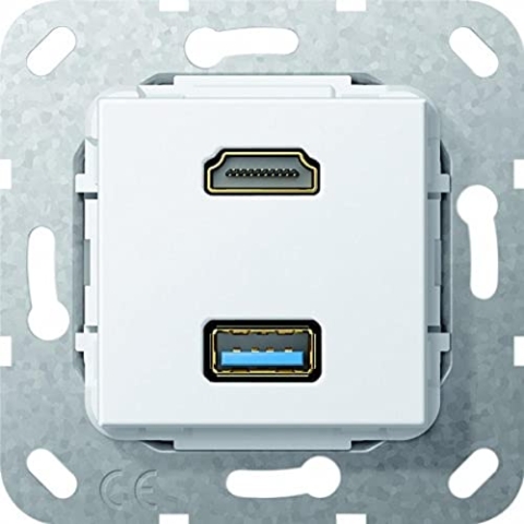 Gira 567803 HDMI, USB 3.0 A Gender Changer Einsatz, reinweiß