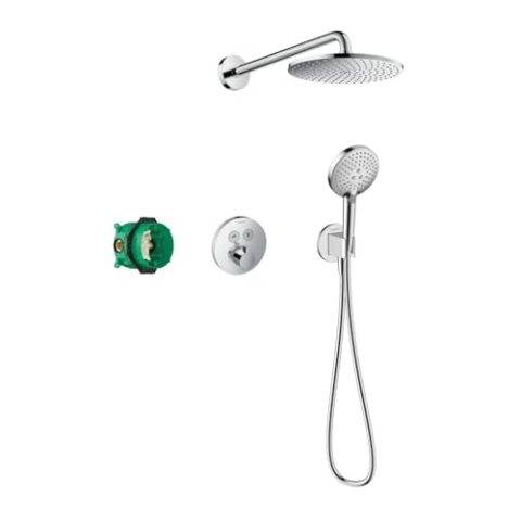 hansgrohe Duschset Raindance S 240 Unterputz (6 in 1), Duschsystem mit Kopfbrause, Duschthermostat, Duschkopf, Duschschlauch inkl. Grundkörper und Halterungen, Chrom
