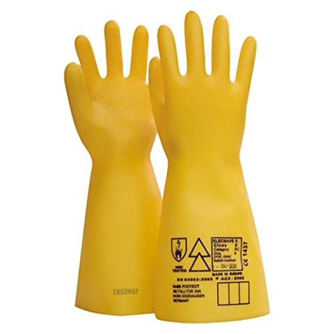 Elektriker Handschuhe 1000 Volt, Elektro Handschuh, Naturlatex, störlichtbogengeprüft, säure- u. ölbeständig, Größe:10