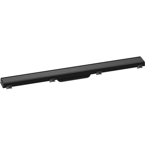 hansgrohe Fertigset Duschrinne RainDrain Match, Abflussrinne 800mm, Bodenablauf Dusche mit höhenverstellbarem Rahmen, Schwarz