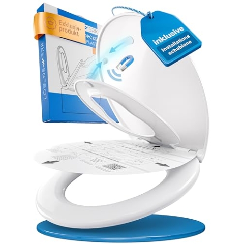 LOBENSWERK Toilettendeckel mit Kindersitz [Einfache Montage] Oval, antibakteriell & UV-beständig | Klodeckel mit Kindereinsatz, Toilettensitz mit Kindersitz integriert inkl. Installationsschablone