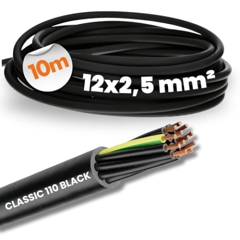 10 Meter Lapp 1120349 Ölflex Classic 110 Black 0,6/1kV PVC Steuerleitung 12x2,5 mm² mit Schutzleiter I Außenbereich I flammwidrig I Kabel 12 adrig I Anschlussleitung 12G2,5