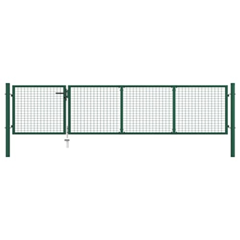 vidaXL Gartentor Gartentür Zauntor Gartenpforte Zauntür Hoftor Gartenzaun Pforte Metalltor Hoftür Tor Einfahrtstor Stahl 350x75cm Grün