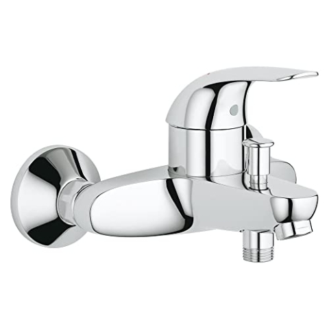 GROHE Swift - Einhand- Wannenbatterie (Wandmontage, variable Mengenbegrenzung, Auslauf mit Mousseur, S-Anschlüsse), chrom, 23270000