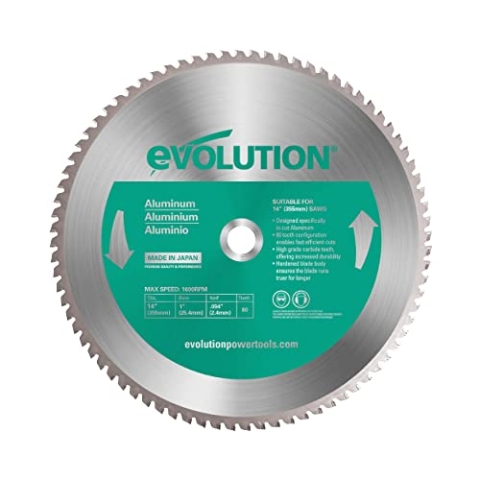 Evolution A355TCT-80CS - 355 mm Sägeblatt zum Schneiden von Aluminium - Metall-Sägeblatt mit 80 Zähnen und Hartmetallbestückung erzeugt praktisch keine Hitze, Grate oder Funken