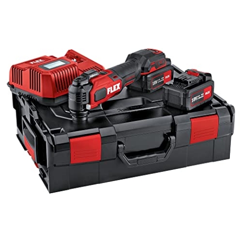 Flex Akku-Multitool MT 18.0-EC /5.0 Set (18 V, inkl. Transportkoffer + 2x Akku 5,0 Ah + Ladegerät, Multifunktionswerkzeug StarlockMAX Aufnahme, ohne Akku, mit Arbeitslicht, bürstenloser Motor) 518417