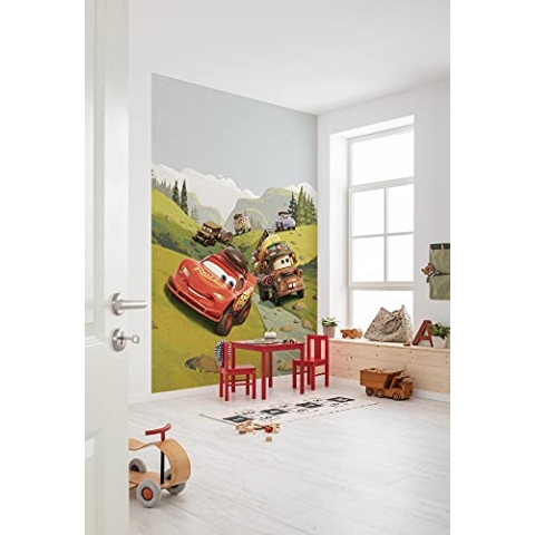 Komar Disney Vlies Fototapete - Cars Camping - Größe: 200 x 280 cm (Breite x Höhe) - Kinderzimmer, Tapete, Wandtapete, Spielautos- IADX4-034