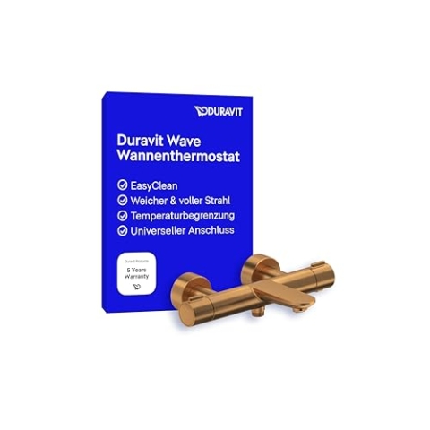 Duravit Wave Wannenarmatur Aufputz für 2 Verbraucher mit Umstellventil, Wannenthermostat mit Keramikmischsystem, Bronze Gebürstet