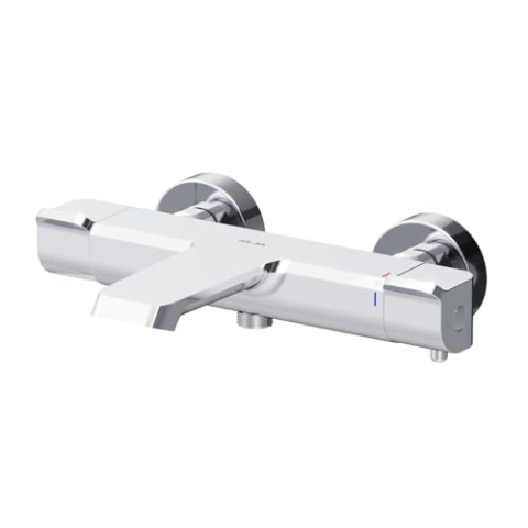 AM.PM Thermostat-Badewannenarmatur - Wannenbatterie mit Temperaturregelung, Wannenthermostat mit Verbrühschutz und Sicherheitssperre für Bad und Dusche, Chrom, Flash FNA50000
