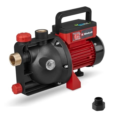 Einhell Gartenpumpe GC-GP 6050 ECO PLUS (max. 5000 L/h Fördermenge, max. 40 m Förderhöhe, ECO PLUS Technologie, Wasserablassschraube, inkl. Universaladapter 33,3 mm)