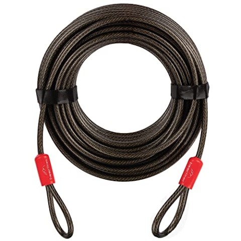 EVEREST FITNESS Schlaufenkabel 20m x 6mm - Kabelschloss schwarz - Universal Stahlseil - Drahtseil mit Ösen ummantelt - Sicherheitskabel für Fahrradschloss lang, Fahrradanhänger, Motorrad, Gartenmöbel
