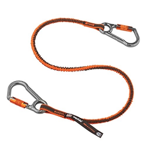 Ergodyne Squids 3118F(x) Werkzeug-Schlüsselband mit doppelter Verriegelung, Karabiner 6,8 kg, Orange & Grau, Standard