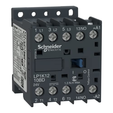 Schneider LP1K1210BD Leistungsschütz, 3p, 5,5kW/400V/AC3, 12A, 24V DC, 24 V, 3no + 1no Aux