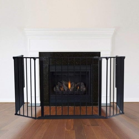 Safetots MehrPanel Kaminschutzgitter, 88cm Tief x 104cm Breit, Schwarz, 70cm Hoch, Kind und Haustierschutz vor Feuer, Baby und KleinkindFeuerschutz, Sicherheitsbarriere für Kamine