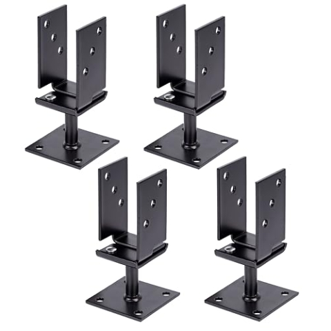 Alberts 825225 U-Pfostenträger - breitenverstellbar - Typ375 - schwarz - kunststoffbeschichtet | 4er Set