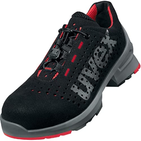 Uvex 1 gelochter Halbschuh,Sicherheitsschuhe S1 SRC, Arbeitsschuhe für Damen & Herren, Schwarz/Rot, Größe 37