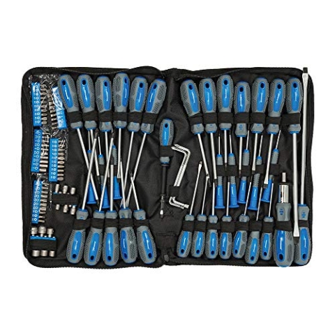 Silverline 283983 Schraubendreher-Set, 100-teilig, blau Pantone 300C / grau 431C