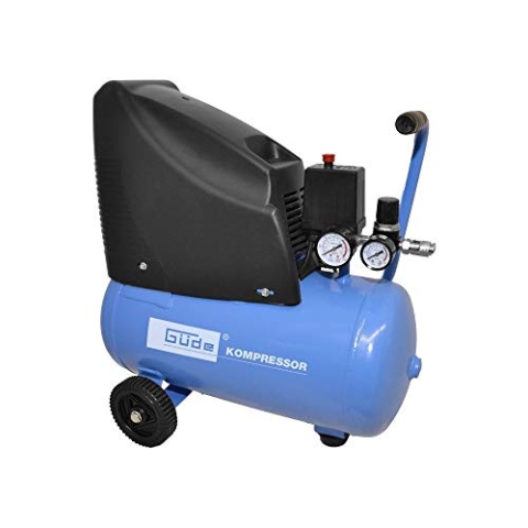 Güde 50111 Kompressor 220/08/24 ölfrei (max. Druck 8 bar, Kessel 24 l, 1100 W, Ansaugleistung 140 l/min, Druckminderer, Manometer, Kondensatablassschraube, Druckluftkupplung, mobil mit Transportgriff)