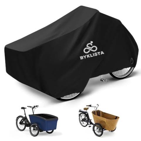 Byklista NEU Lastenrad Abdeckung - Fahrradabdeckung wasserdicht aus 300D Oxford-Gewebe verschweißte Innennähte - Fahrradgarage für Lastenrad Abdeckplane Dreirad Fahrradschutzhülle zweispurig