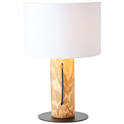 BRILLIANT Lampe, Jimena Tischleuchte kiefer gebeizt, Holz/Textil, 1x A60, E27, 25W,Normallampen (nicht enthalten)