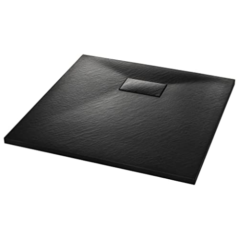 vidaXL Duschwanne Duschtasse Brausewanne Brausetasse Duschbecken Dusche Wanne Bad Badezimmer SMC Schwarz 90x90cm Niedrige Schwelle 9cm Ablauföffnung