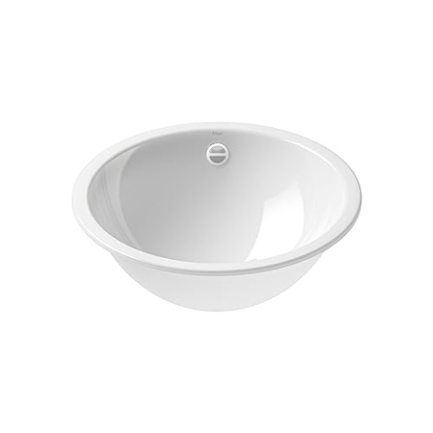 Alape˘ UB.K450 Einbaubecken, Waschbecken aus glasiertem Stahl in weiß mit antibakterieller Oberfläche, oval 42,5 x 11 x 32,5 cm, ohne Hahnloch, mit Überlauf