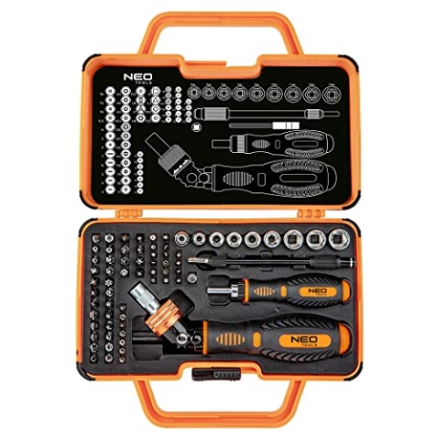 NEO TOOLS Universal Schrauber-Bits mit einem Handgriff 69 Stück