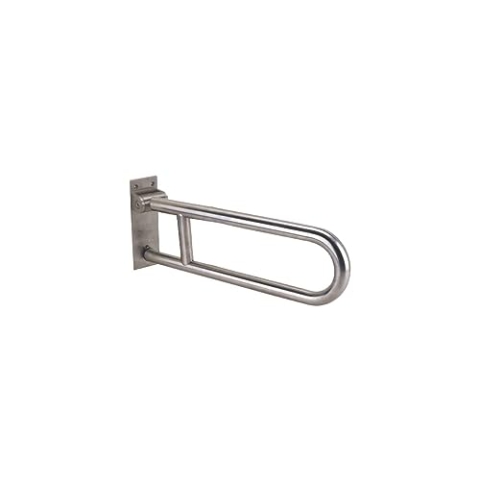 Creavit Stützklappgriff für barrierefreie Toiletten/Badezimmer Wandgriff Handgriff gebogen Edelstahl 700mm Silber