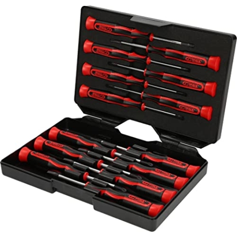 KS Tools 500.7170 Feinmechanik-Schraubendreher-Satz PH, Schlitz, TX, 14-tlg., Schwarz