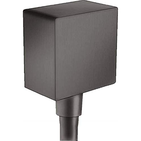 hansgrohe Schlauchanschluss FixFit Square, Wandanschluss mit Rückflussverhinderer, Brushed Black Chrome, Klein