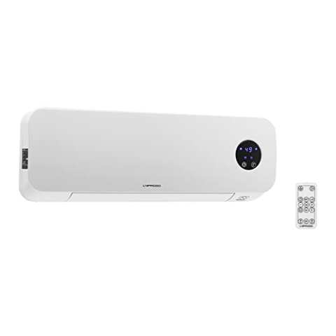 Uniprodo UNI_HEATER_10 Keramikheizlüfter Wandheizung 10 bis 49 °C 1.000 W/2.000 W Fernbedienung Heizgebläse Elektroheizer Heizlüfter Keramik Elektro-Wandheizung