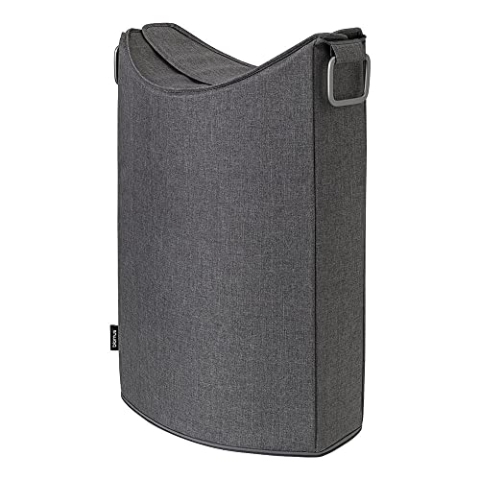 blomus -FRISCO LOUNGE- Wäschesammler, übereinander klappbarer Deckel, schlankes, zeitloses Design, 65l, Farbe Steel Gray (69255)