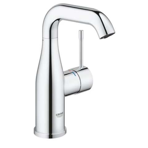 GROHE Essence, Waschtischarmatur, wassersparend (Wasserhahn für das Bad, 19cm hoch, Badarmatur mit langlebiger Oberfläche, einfache Installation am Waschbecken), chrom, 23463001