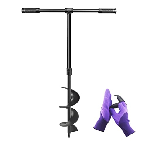 LONGRUN Erdbohrer Hand, Handbohrer Erdbohrer, 150mm x 960mm Erdlochbohrer Handerbohrer Gartenbohrer, Pflanzbohrer Pfahlbohrer Aus Manganstahl, Blume Pflanzgefäße Schnecke für Pflanzen Löcher Graben