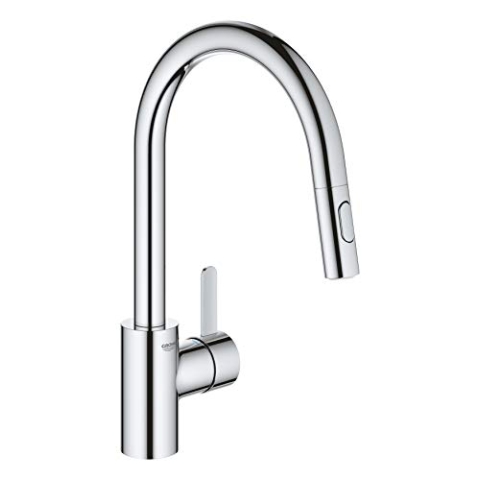 GROHE Eurosmart Cosmopolitan, Küchenarmatur 2 Strahlarten (mit ausziehbarer Brause, 360° schwenkbar, wassersparend dank variabler Mengenbegrenzung, einfache Spülbecken-Montage), chrom, 31481001