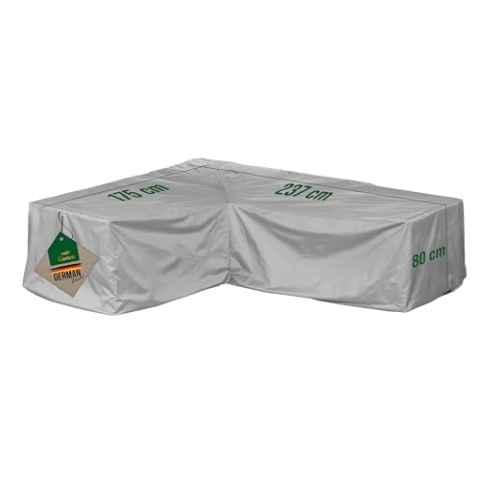 Mehr Garten Premium Protect Abdeckung Gartenmöbel Loungegruppe L-Form, kurze Seite links, 237x175x80 cm, hellgrau, atmungsaktives 2-lagiges Polyestergewebe wasserdicht und UV-beständig