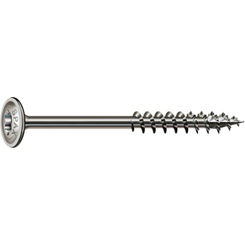 SPAX Holzbauschraube aus Edelstahl rostfrei A2, 6,0 x 140 mm, 100 Stück, T-STAR plus, Tellerkopf, Teilgewinde, 4CUT, 0257000601405