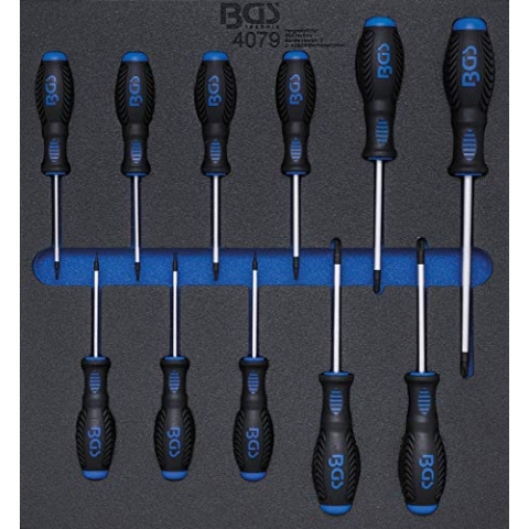 BGS 4079 | Werkstattwageneinlage 2/3: Schraubendreher T-Profil (für Torx) | T6 - T40 | 11-tlg.