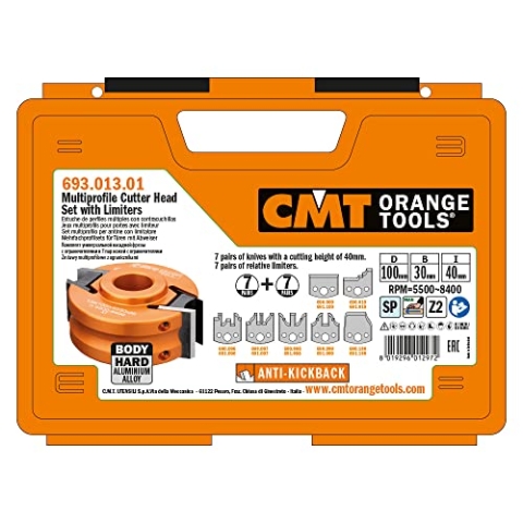 CMT ORANGE TOOLS 693.013.01-7-TEILIGES ALUMINIUM-MULTIPROFILSET MIT ABWEISER D=100X40 F=30