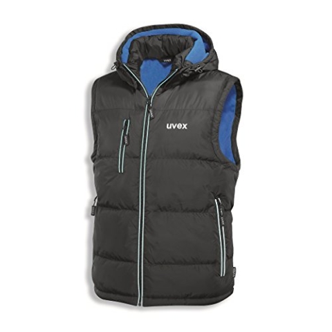 Uvex 9892 Herren-Arbeitsweste - Schwarze Männer-Thermo-Steppweste - Reflektierende Paspeln und Fleece gefüttert XL