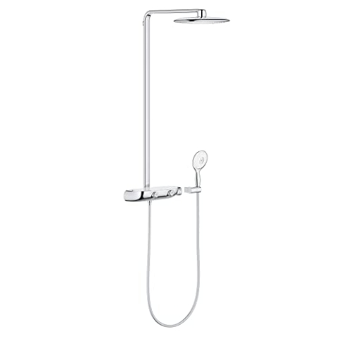 GROHE Rainshower System SmartControl Mono 360 - Duschsystem mit Thermostatbatterie (Wandmontage, intuitive Steuerung, inkl. Duschablage, Verbrühungsschutz, Antikalk- System),chrom, 26361000